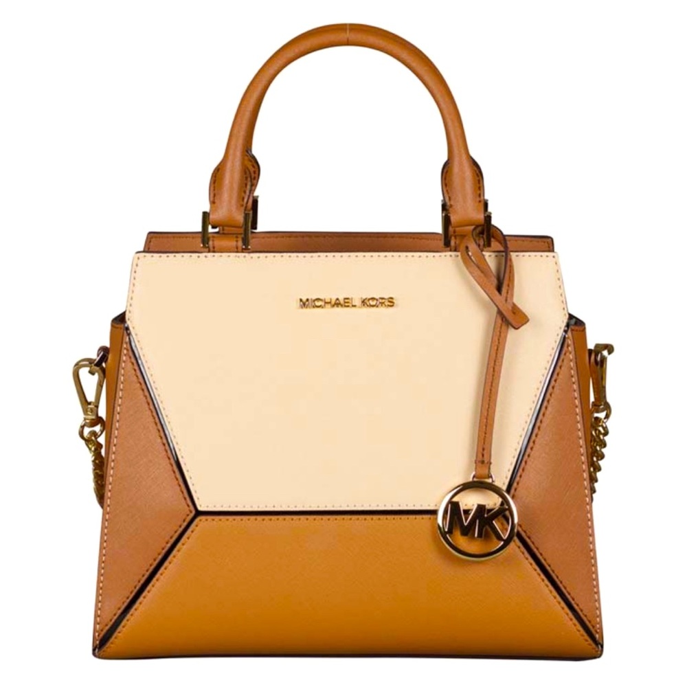 MICHAEL KORS NWT prism satchel brown multi leather detachable strap